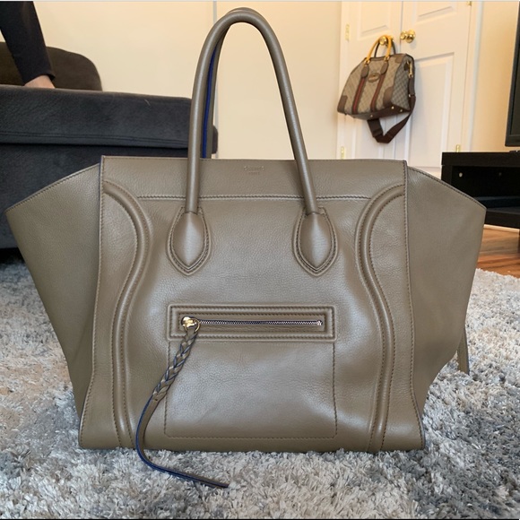Large Celine phantom(taupe/ electric blue piping) - Picture 1 of 2